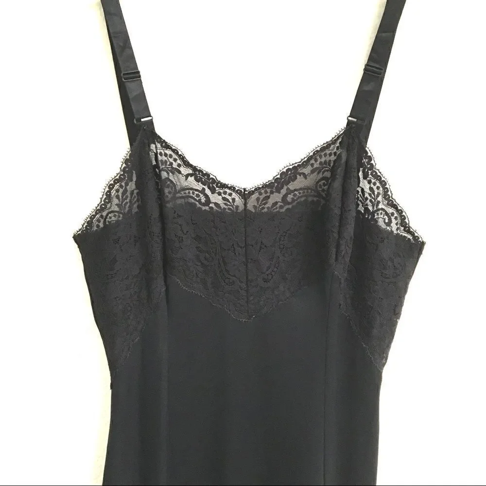 Vintage black slip chemise dress 29‎ - Picture 2 of 8